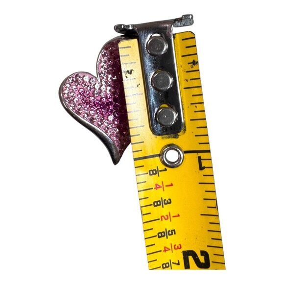 Vintage Sterling Silver & Pink Austrian Crystal Heart Pendant Charm Slide Wavy - Picture 4 of 4